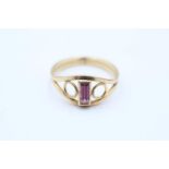 9ct gold vintage paste set dress ring (1.3g) Size N