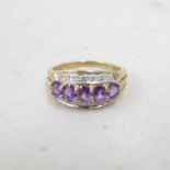 9ct gold vintage amethyst and diamond dress ring (2.4g) size N