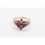 9ct gold vintage diamond and ruby dress ring (2.0g) size O