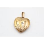 9ct gold vintage diamond set heart locket (1.8g)