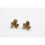 9ct gold vintage maple leaf stud earrings (1.3g)