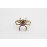 9ct gold vintage amethyst set spider ring (1.8g) Size Q