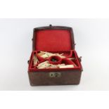 Vintage Bone & Bamboo Back MAHJONG Game in Fitted Leather Case