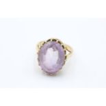 9ct gold vintage amethyst cocktail ring (6.4g) size O