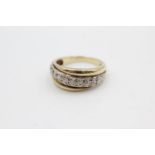9ct gold diamond double row dress ring (3.2g) Size N