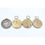 4 x WW1 Medals Named Inc War, Victory