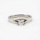 Ladies 18ct white gold princess cut solitaire ring est .25 ct diamond Size M