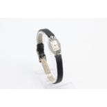 .950 platinum case antique diamond & sapphire set mechanical hand-winding wristwatch (11.2g)