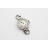 .950 platinum case vintage diamond set mechanical hand-winding wristwatch (8.4g)