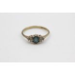 9ct gold vintage topaz & diamond seven stone cluster dress ring (1.6g) Size N