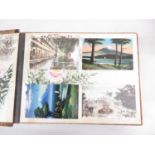 Large Japanese photo album 14" x 10" with front cover depicting eagle made from shells - album