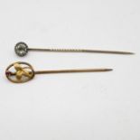 2x antique gold stick pins