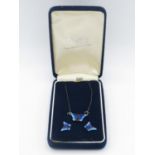 Stratton silver enamelled butterfly necklace with matching earrings boxed