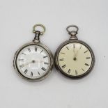 2x large silver paired pocket watches 294.1g untested