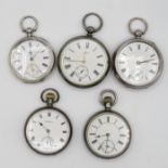 5x silver gent's large pocket watches 549.7g all untested