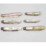 6x large silver and Mother of Pearl penknives