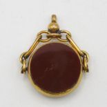 9ct bloodstone agate spinner fob 9g