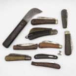 Collection of wooden handled vintage penknives