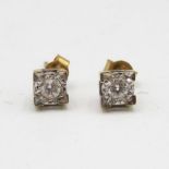 Pair of 9ct diamond stud earrings boxed