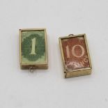 2x 9ct gold emergency money charms 5.7g