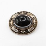 9ct gold agate bullseye momento mori enamelled brooch