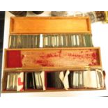 2x wooden boxes filled with glass slides each box is 20" long