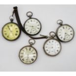 5x large silver pocket watches 642.2g all untested