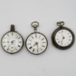3x silver paired pocket watches untested 296.7g