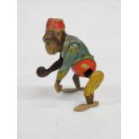 Early tin plate mechanical monkey with made in US zone mark