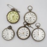 5x large silver pocket watches 611.7g all untested