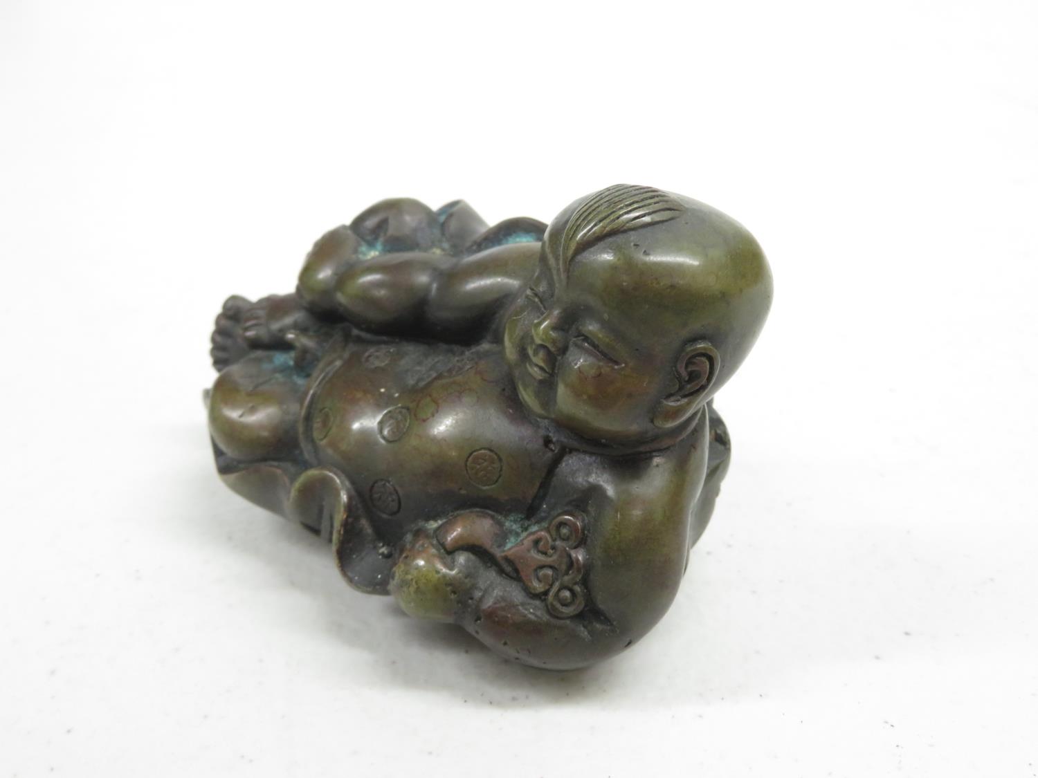 Cast bronze Buddha 4" long - Bild 2 aus 3