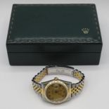 Gent's Datejust Bimetal Rolex with champagne dial in very good condition fully Rolex certified
