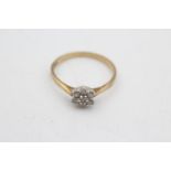 9ct gold vintage diamond floral cluster dress ring (1.7g) Size P