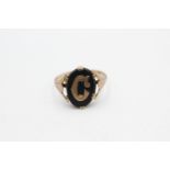 9ct gold vintage onyx "c" initial signet ring (2.9g) Size S