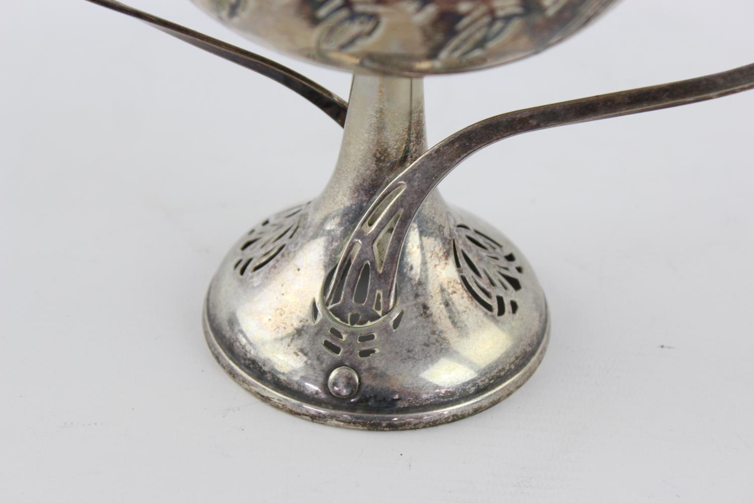Antique WMF Jugendstil Pierced Silver Plated Tazza w/ Whiplash Handles (290g) - Image 3 of 4