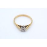 18ct gold vintage diamond cathedral set solitaire ring (3g) Size N