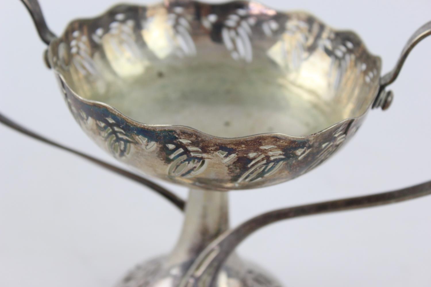 Antique WMF Jugendstil Pierced Silver Plated Tazza w/ Whiplash Handles (290g) - Image 2 of 4