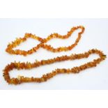 2 x Baltic amber nugget necklaces (158g)