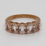 Zambezia Morganite Rose Gold Silver Ring Size Q