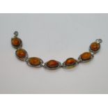 Silver and Amber bracelet 16.7g