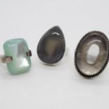 Trio of Silver Rings with stones Sizes N x2 and Q 24.8g total weight