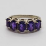 African Amethyst Silver Ring Size R