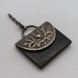 Silver and black stone handbag pendant 24mm wide 44g