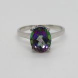 Mystic Green Topaz Silver Ring Size O