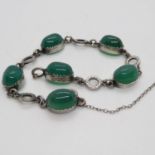 Silver and green stone bracelet 11.8g