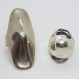 2x chunky silver rings both size Q 12.8g total weight