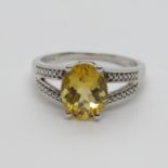 Rio Golden Citrine Silver Ring Size P