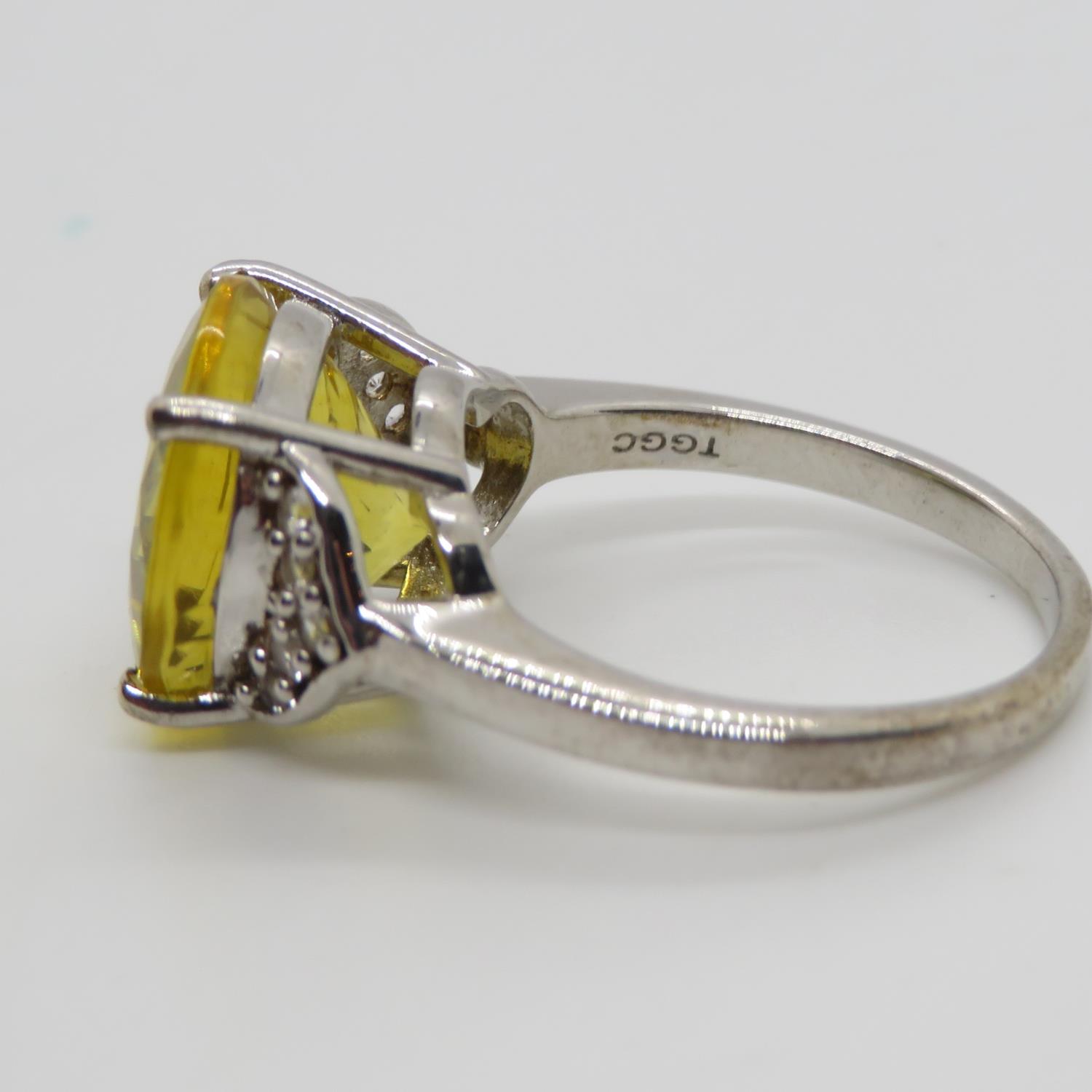 Golden Flourite and White Topaz Silver Ring Size P - Image 2 of 3