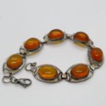 Silver and Amber bracelet 15.1g