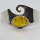 Silver and Amber adjustable bangle 37g